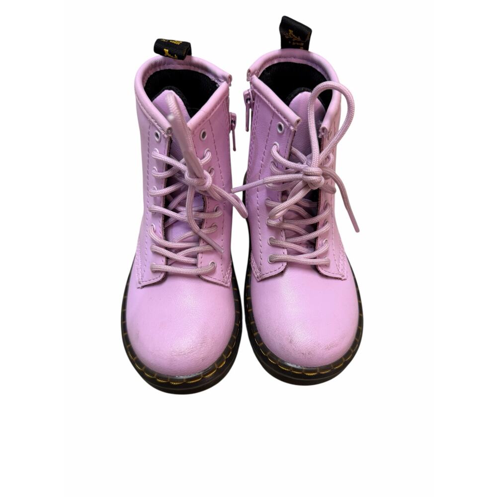 Dr. Martens Toddler Pink Lace-Up Combat Boots with Side Zip-EUC